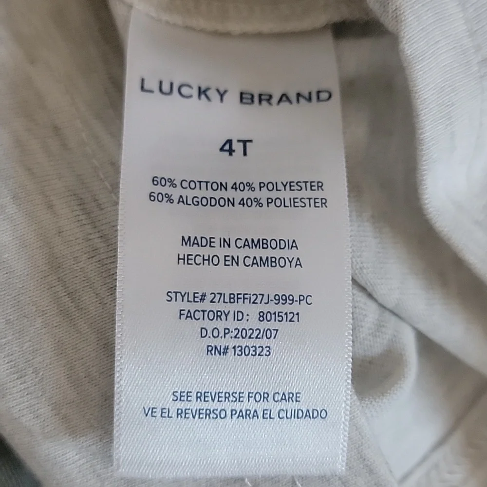 Lucky Brand Kids' Gray and Green Outfit 4T 4 Toddler New